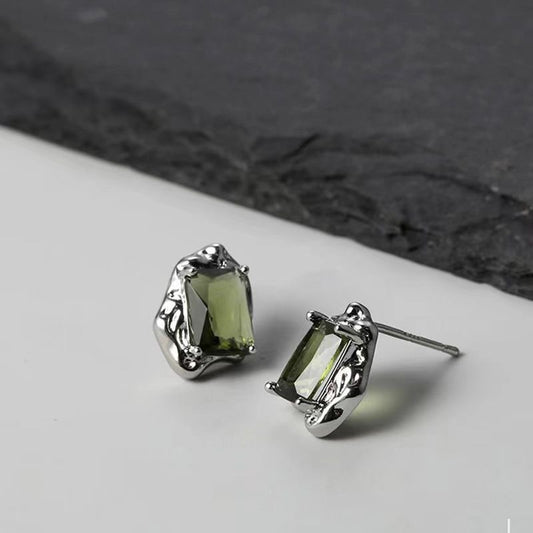 Olive Green Minimalist Earrings