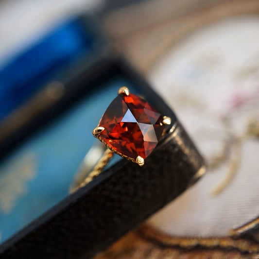 Red Garnet S925 Gold-Plated Twist Adjustable Ring