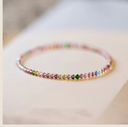 3mm Natural Rainbow Tourmaline Bracelet