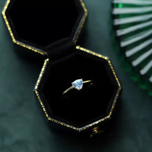 Natural Blue Topaz Triangle-Cut Ring