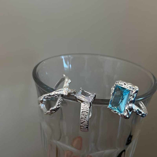 Geometric Square Zircon Open Ring