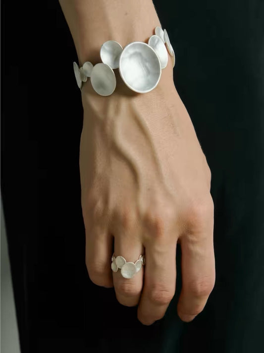 Irregular White Ceramic Bangle Bracelet Set