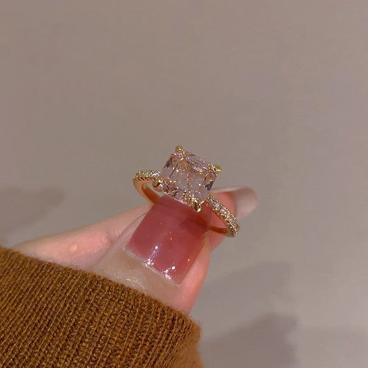 Pink Sugar Zircon Cubic Gemstone Ring