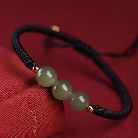 Jade and Glass Lucky Bead Bracelet