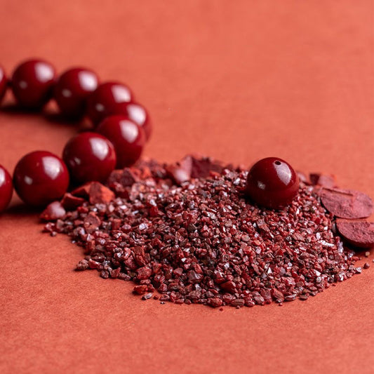 Cinnabar Lotus Bead Bracelet - Unisex Buddhist Prayer Beads for Wealth, Luck, and Protection