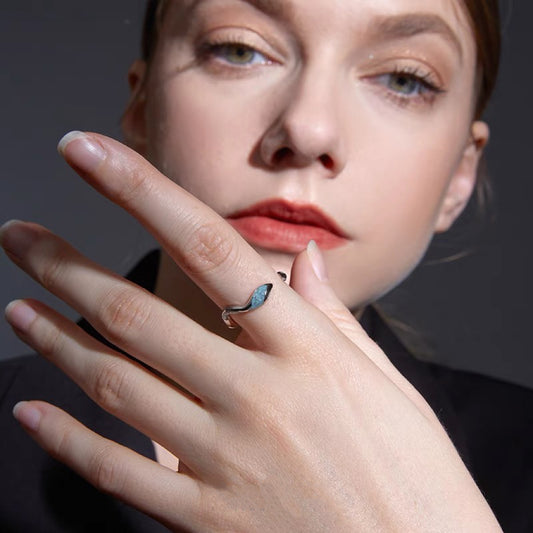 Tarnish-Resistant Sea Ice Blue Snake Ring