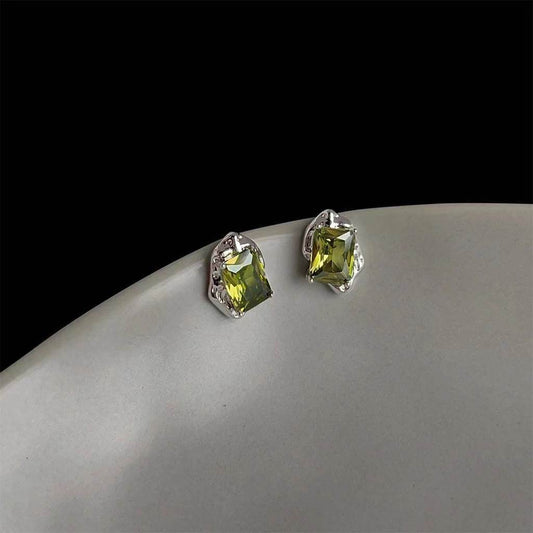 Olive Green Minimalist Earrings