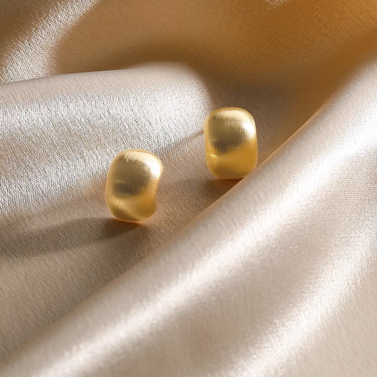 Retro Matte Stud Earrings in S925 Sterling Silver
