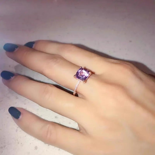 Natural Amethyst S925 Silver Ring
